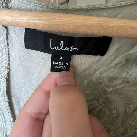 Lulu’s Romantic Waltz Sage Green Organza Puff Sleeve Mini Dress. Size: Small - Picture 8 of 8